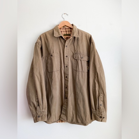 Timberland Men's Olive Shirt Jacket Shacket Overshirt Plaid Workwear Western XL - Picture 2 of 10